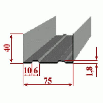 Профиль напровляющий Ю-МЕТ ПН 75-40-0,45 3000 ОТ СТБ 1177_99,РФ