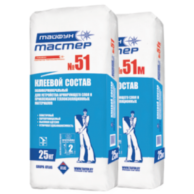 Тайфун Мастер № 51 клей для приклеивания утеплителя и устройства армирующего слоя. 25 кг.